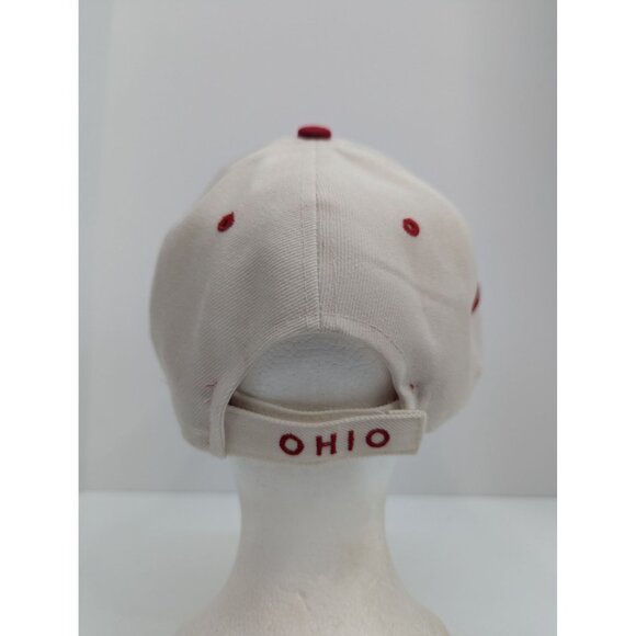 Ohio State Buckeyes White and Red with Bling Adjustable Strap Back Cap Hat - Picture 6 of 8